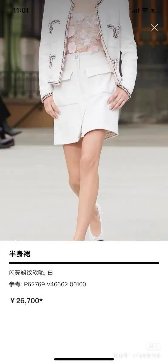 Chanel 20C White Embellished Skirt White Very good - Box View