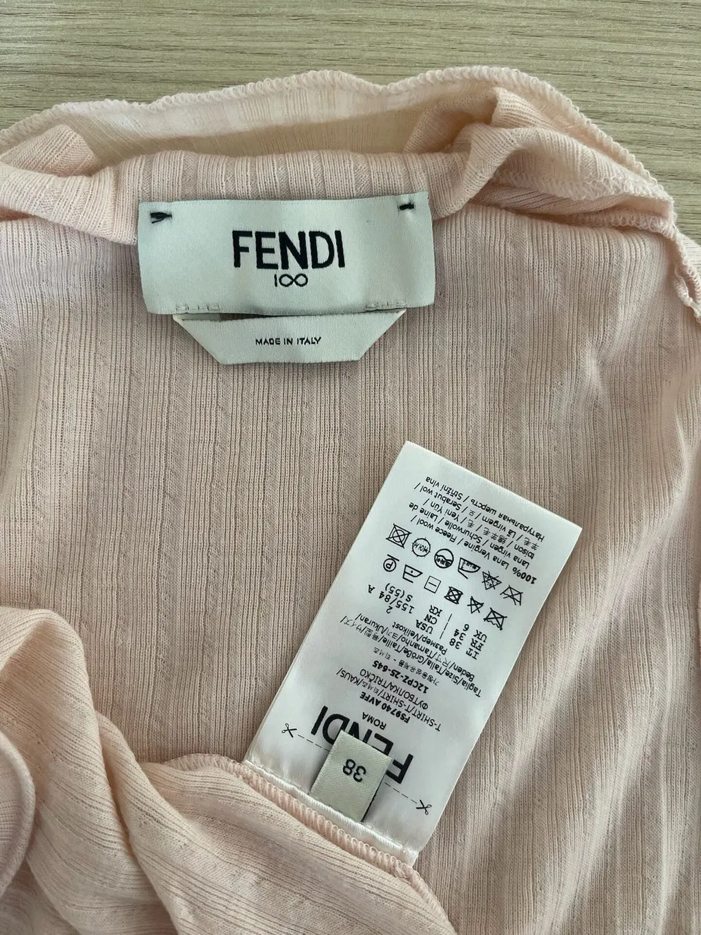 Fendi Pink Wool Top Pink Wool Very good - Inside View