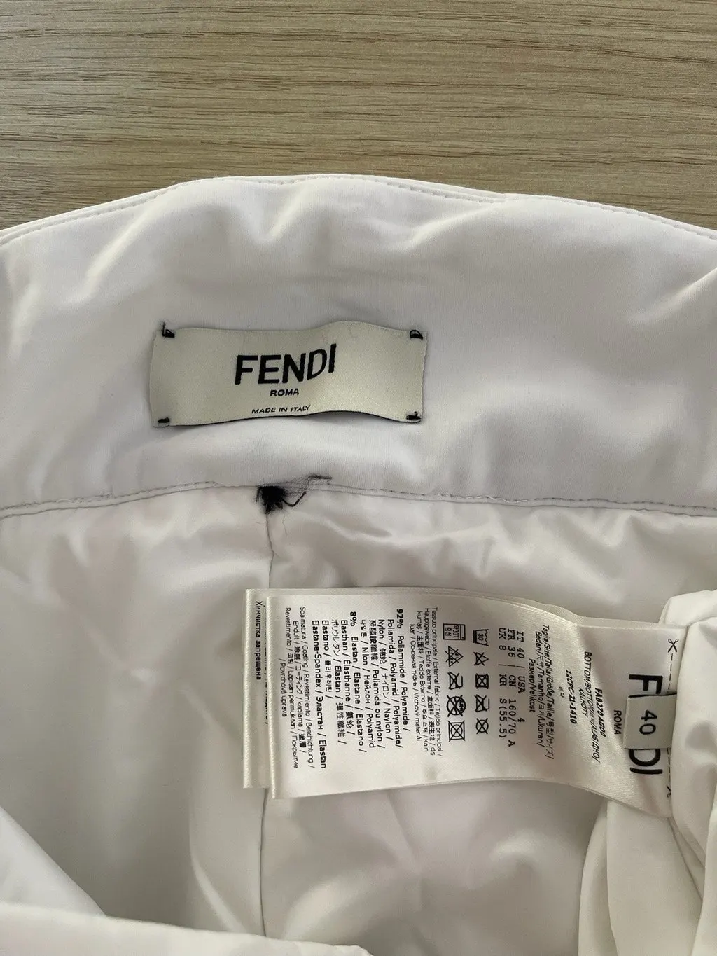Fendi White Polyamide Trousers White Polyamide Very good - Inside View