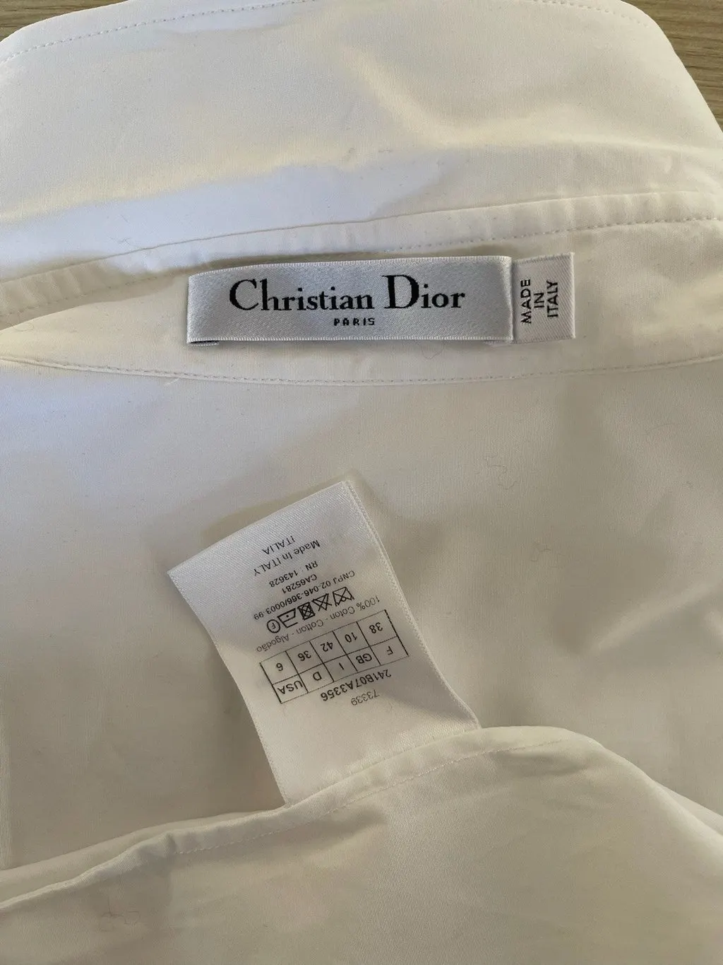 Dior White Cotton Top White Cotton Very good - Inside View