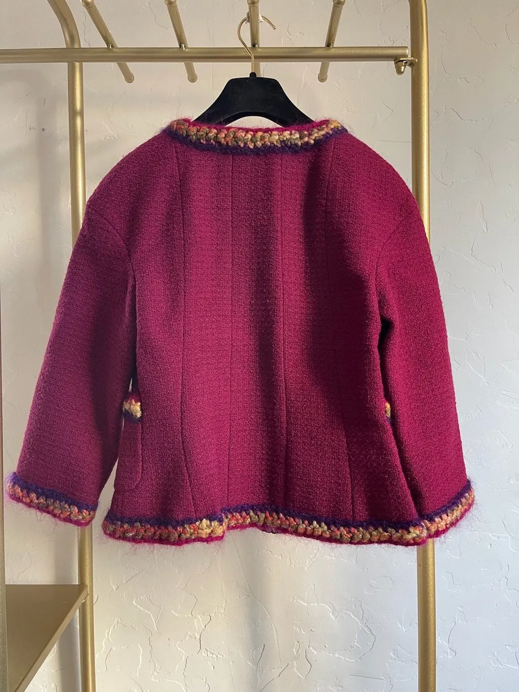 Chanel Burgundy Tweed Jacket Burgundy Tweed Very good - Back View