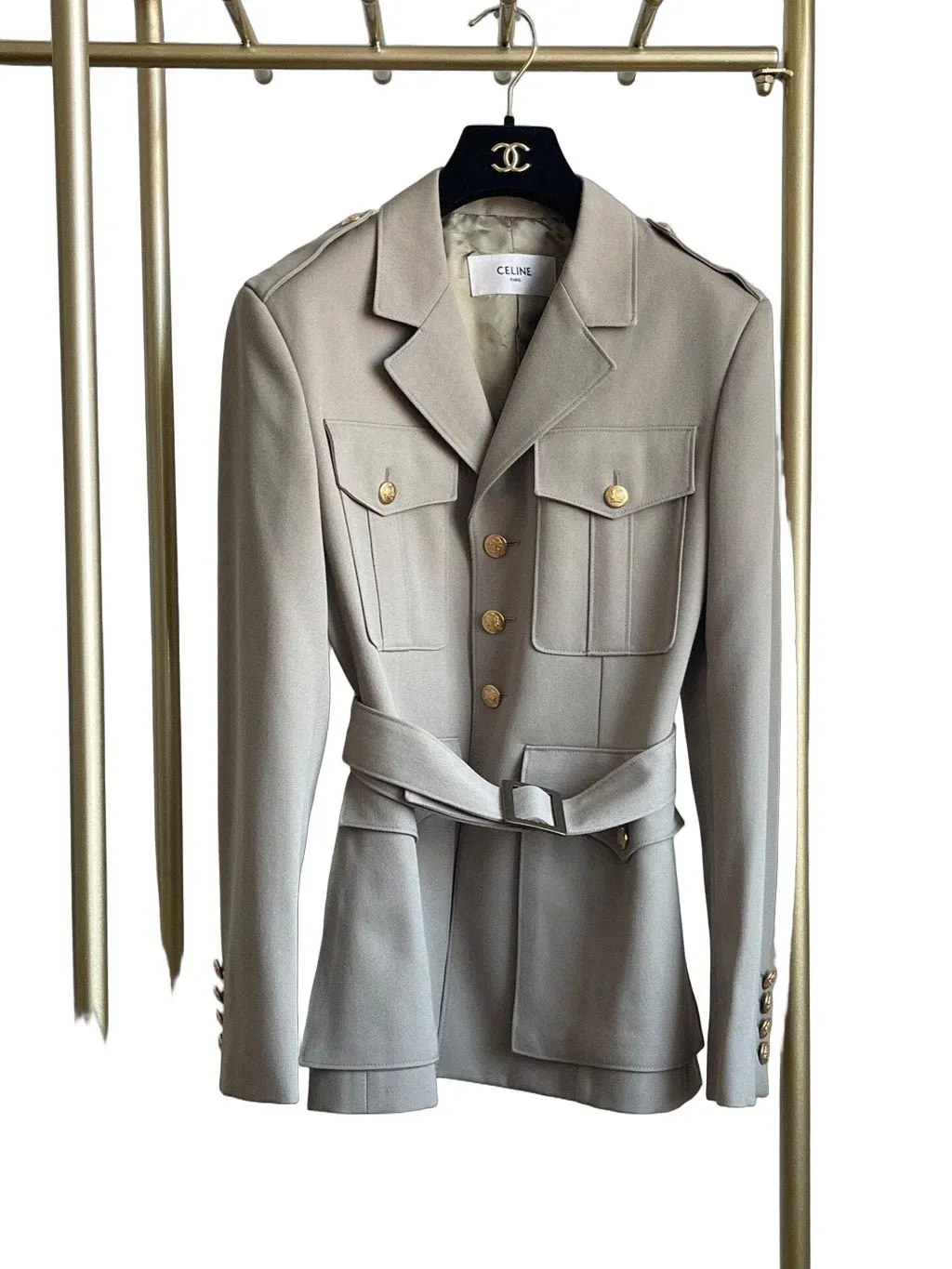 Celine Beige Cotton Trench Coat Beige Cotton Very good - Front View