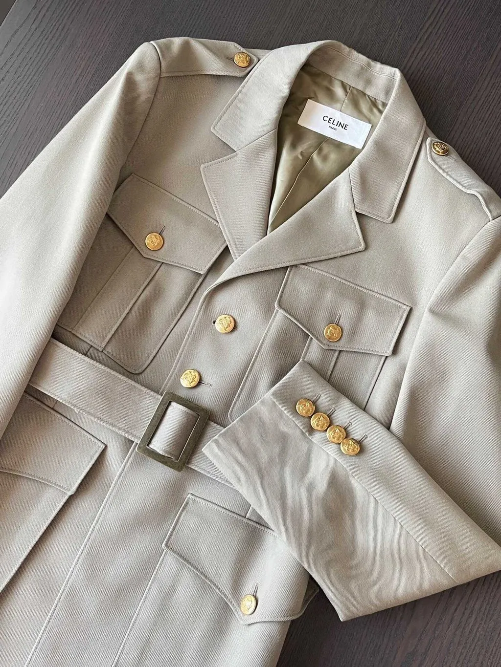 Celine Beige Cotton Trench Coat Beige Cotton Very good - Model View