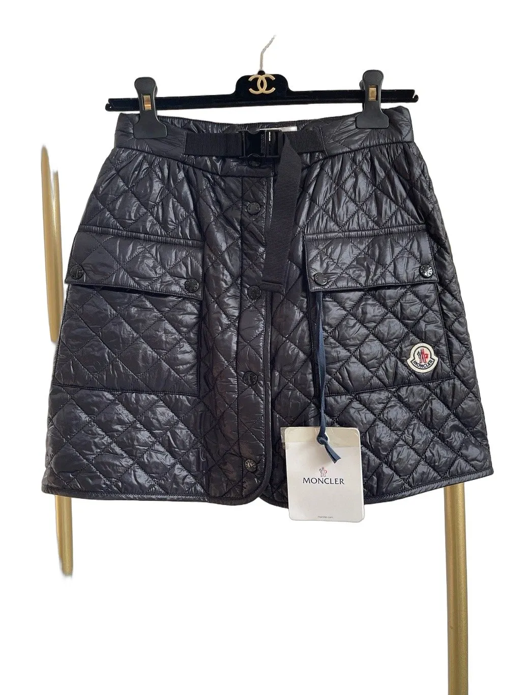Moncler Black Synthetic Skirt Black Never worn, with tag - Front View