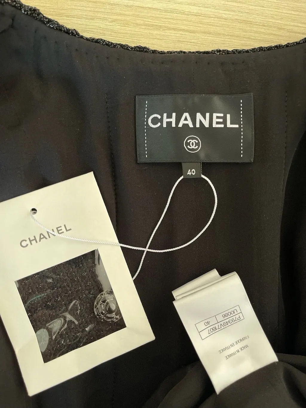 Chanel 25S Black Tweed Jacket Black Tweed Never worn, with tag - Inside View