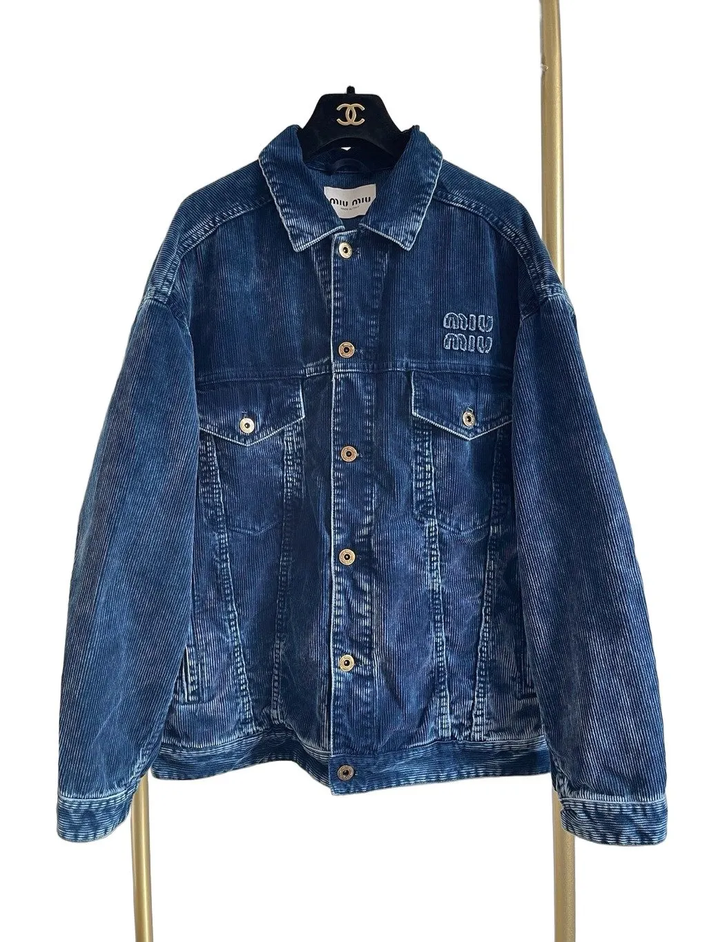 Miu Miu Blue Cotton Jacket Blue Cotton Very good - Front View