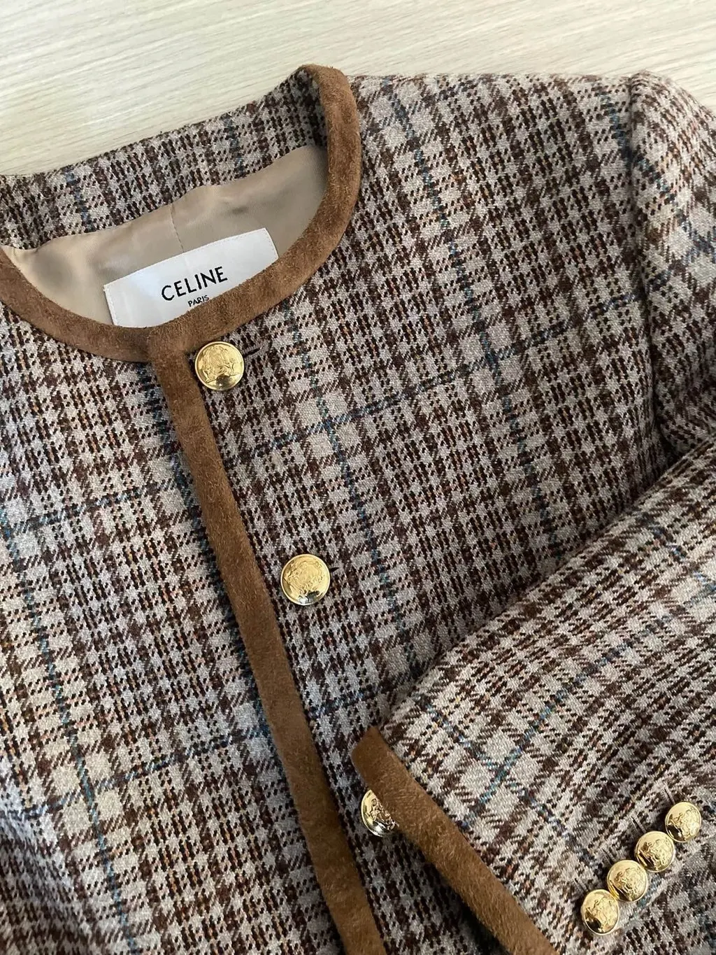 Celine Tweed Jacket MultiColor Tweed Very good - Model View