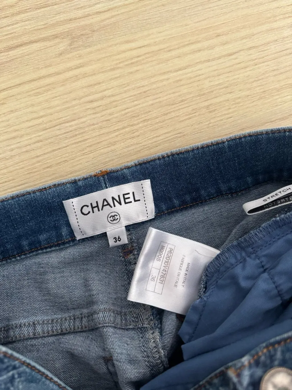 Chanel Blue Denim Jeans Blue Denim Very good - Inside View