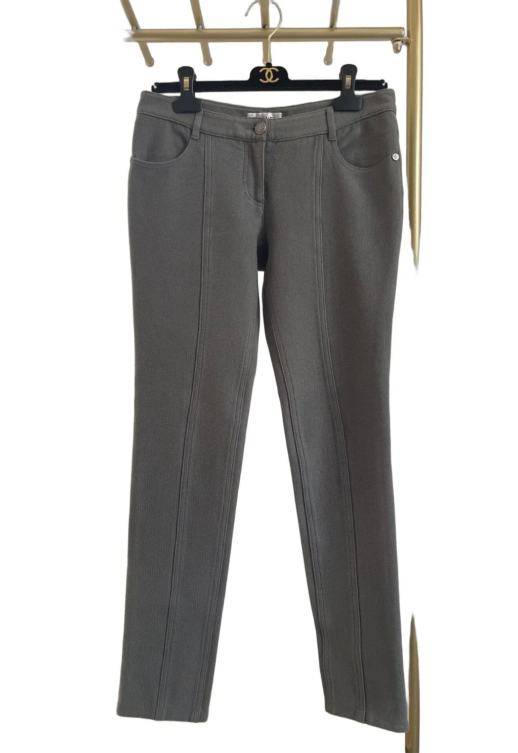 Chanel Grey Wool Trousers Grey Wool Very good - Front View