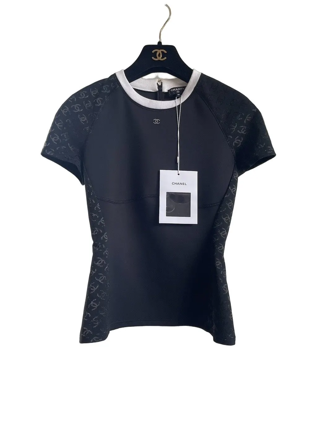 Chanel 24C Black Lace Top Black Lace Never worn, with tag - Front View