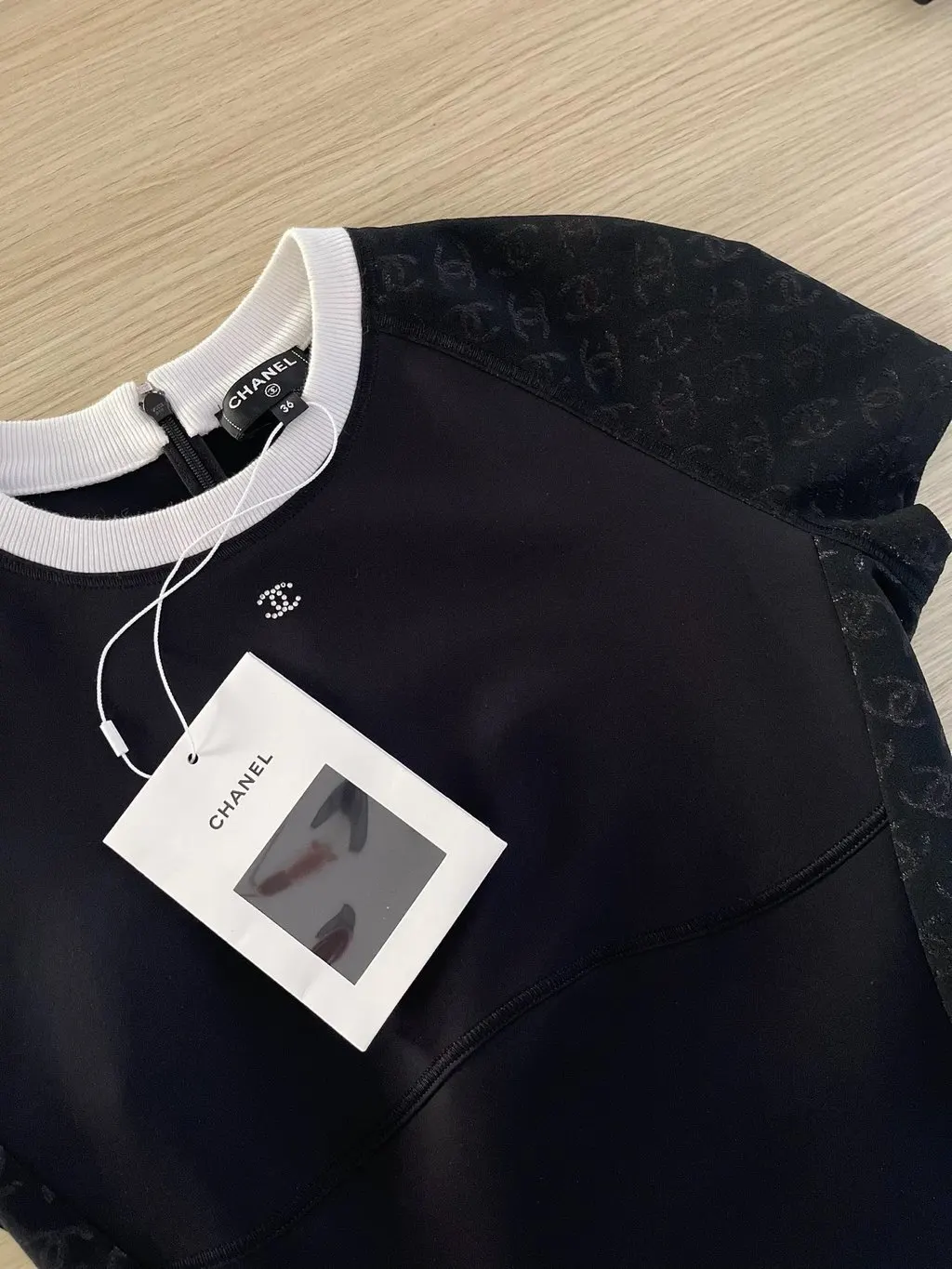 Chanel 24C Black Lace Top Black Lace Never worn, with tag - Model View