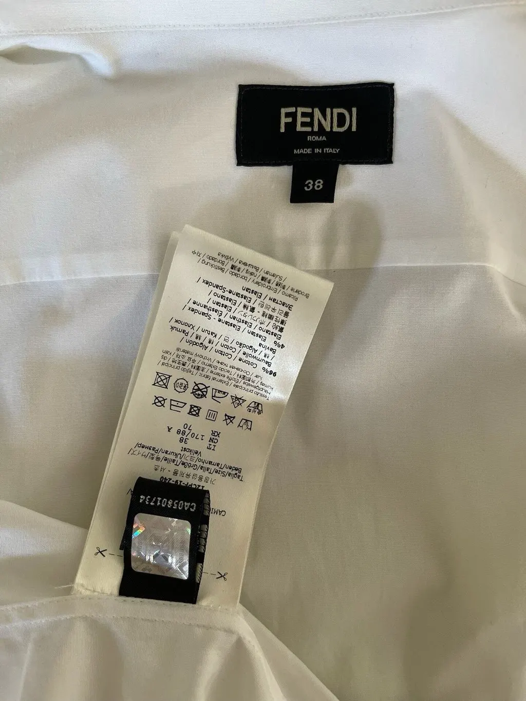 Fendi White Cotton Top White Cotton Very good - Inside View