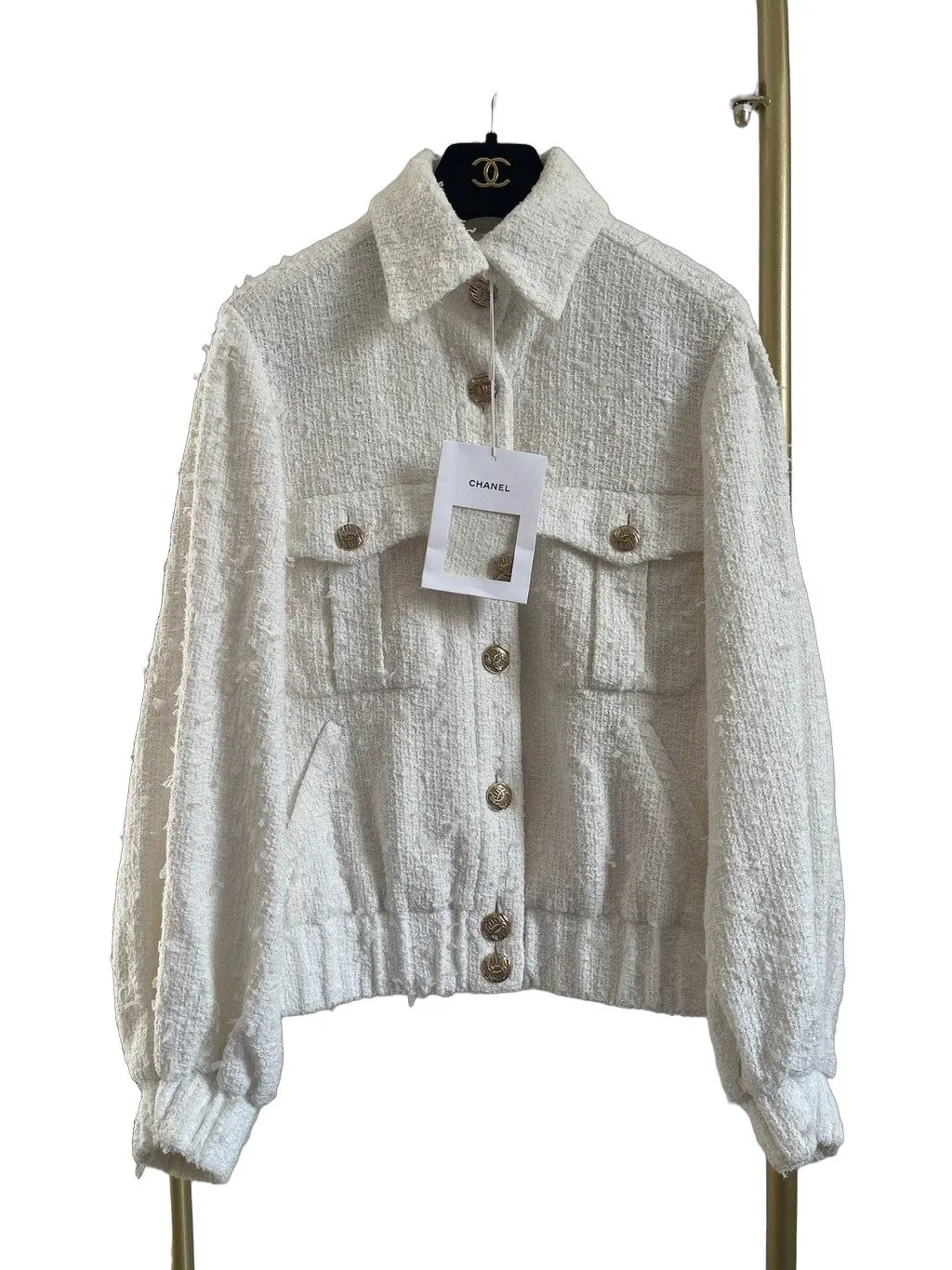 Chanel 21P White Tweed Jacket White Tweed Never worn, with tag - Front View