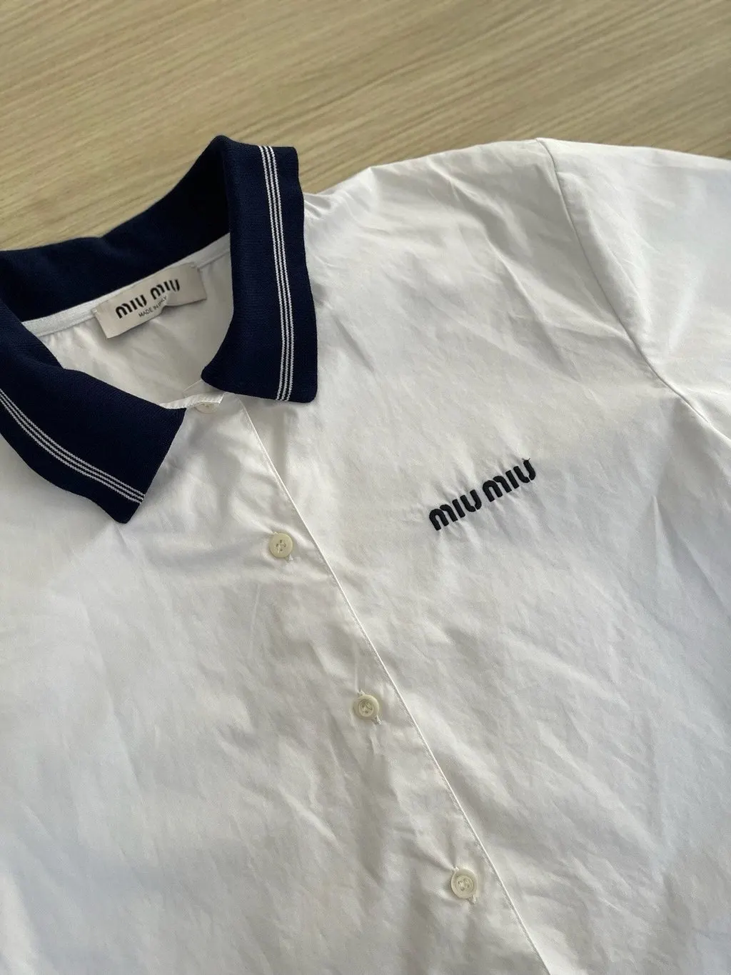 Miu Miu White Cotton Top White Cotton Very good - Model View