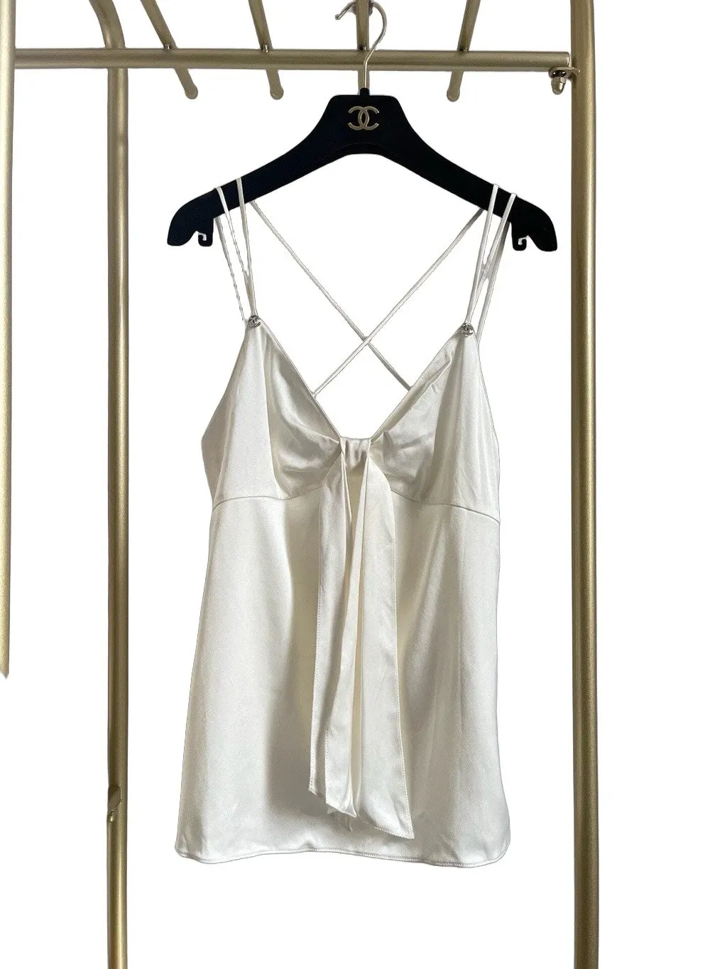 Chanel 23S White Silk Top White Silk Very good - Front View