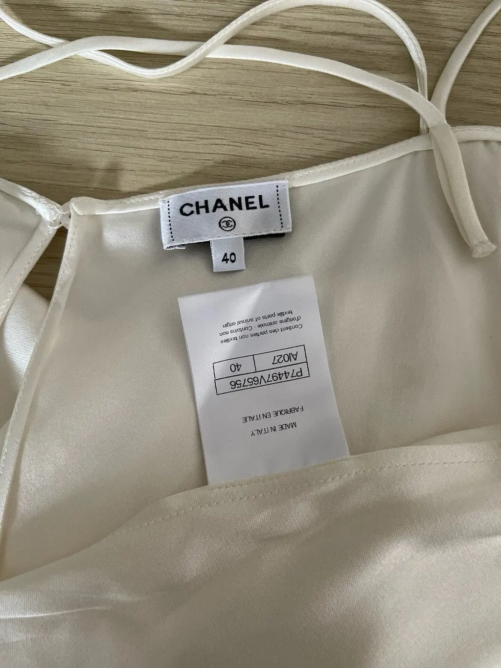 Chanel 23S White Silk Top White Silk Very good - Inside View