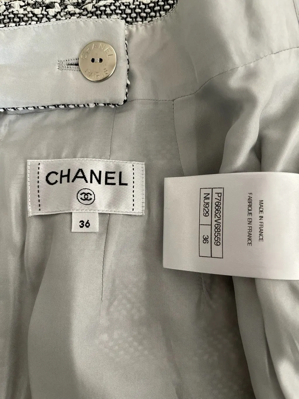Chanel 24P Grey Glitter Skirt Grey Very good - Inside View