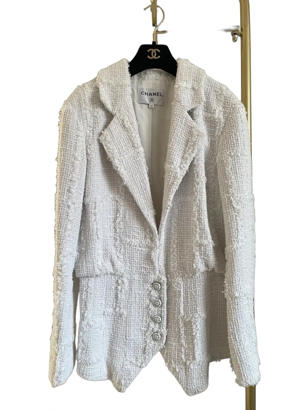 Chanel 22C White Tweed Jacket White Tweed Very good - Front View