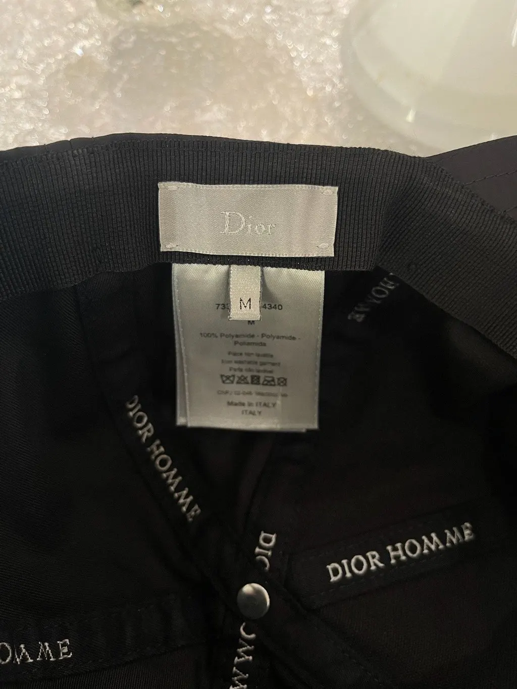 Dior Black Cotton Hat Black Cotton Very good - Model View