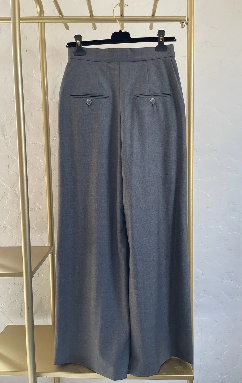 Chanel 22C Grey Wool Trousers Grey Wool Never worn, with tag - Back View
