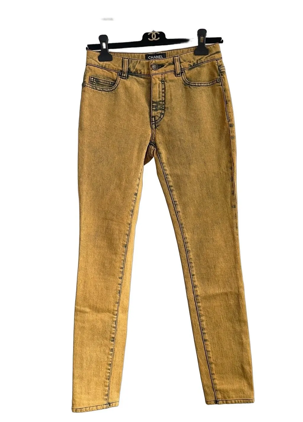 Chanel Yellow Denim Jeans Yellow Denim Very good - Front View