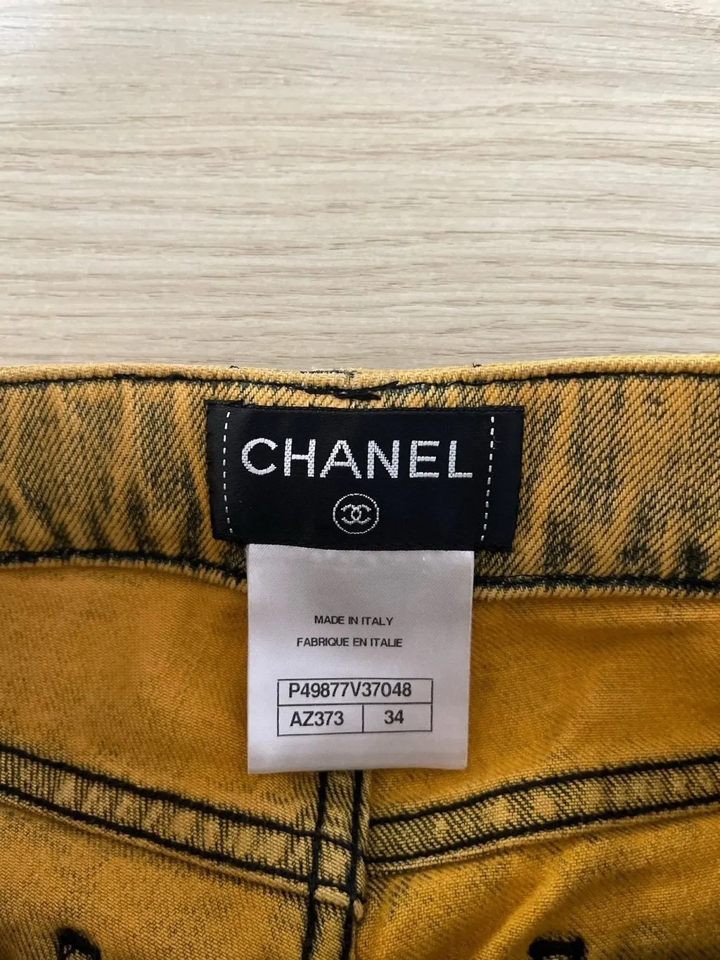 Chanel Yellow Denim Jeans Yellow Denim Very good - Inside View