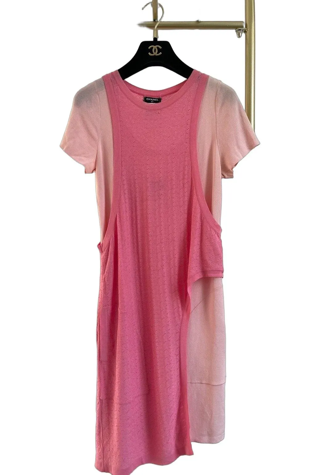 Chanel Pink Lace Dress Pink Lace Very good - Front View