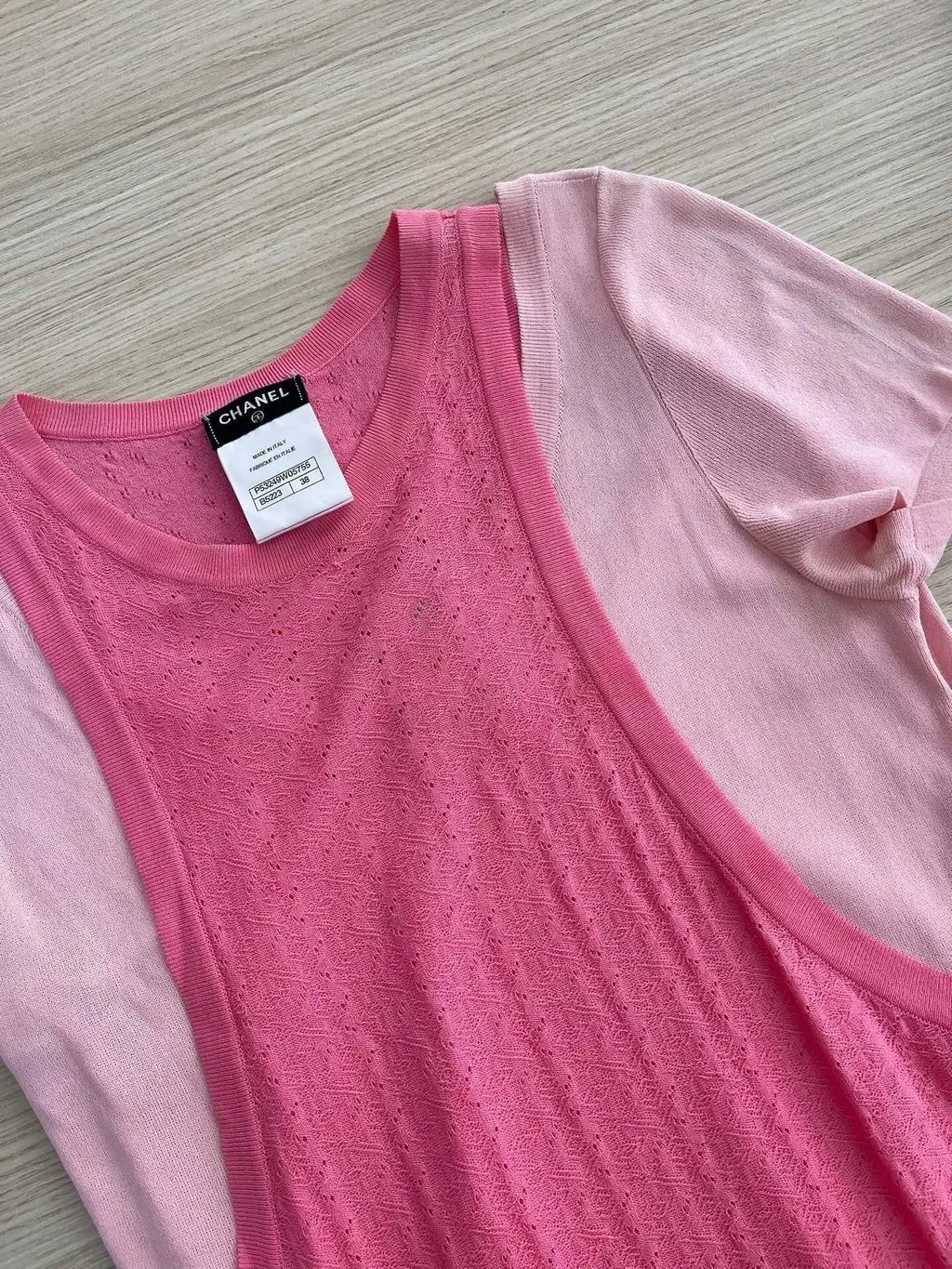 Chanel Pink Lace Dress Pink Lace Very good - Model View