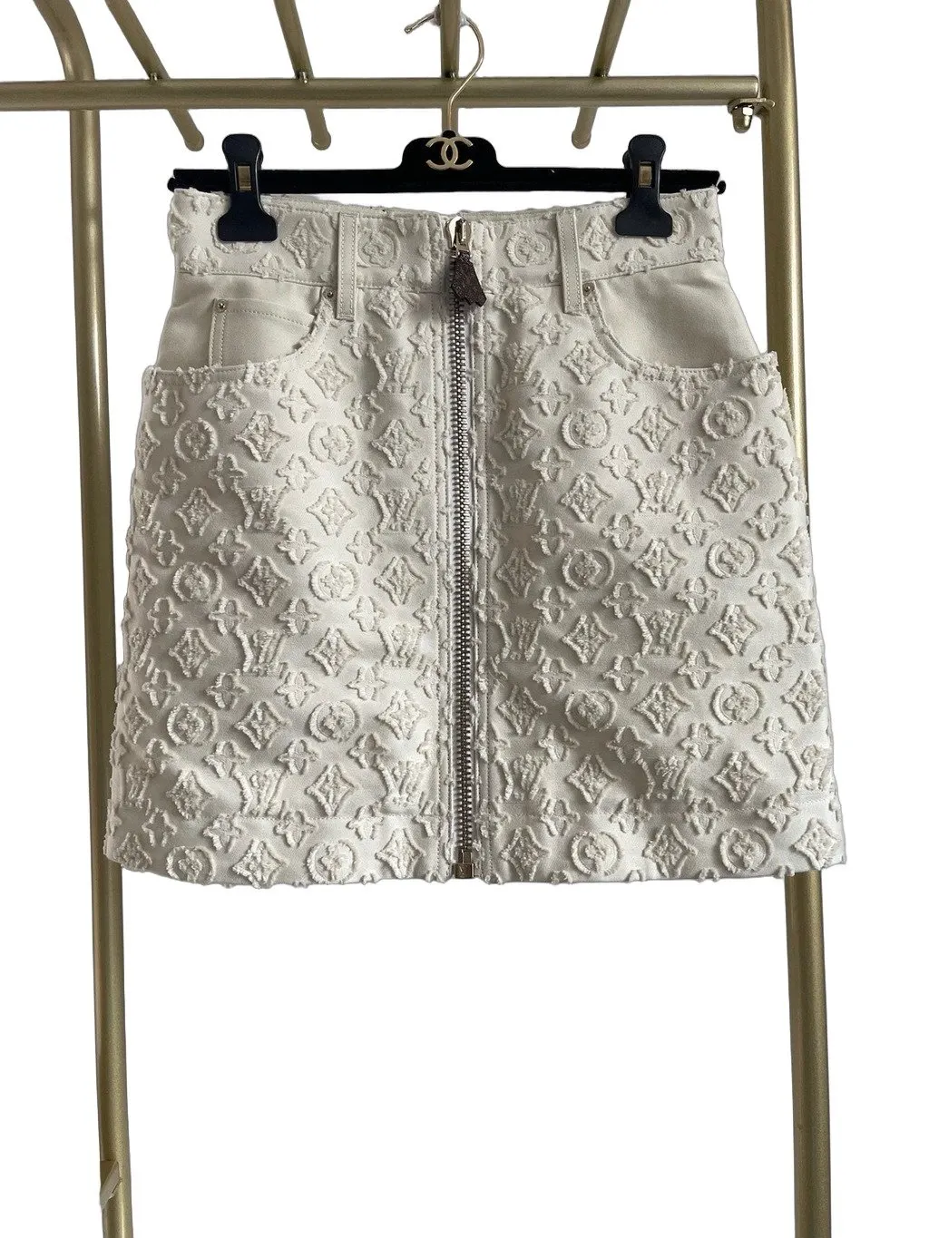 Louis Vuitton Beige Denim Skirt Beige Denim Very good - Front View