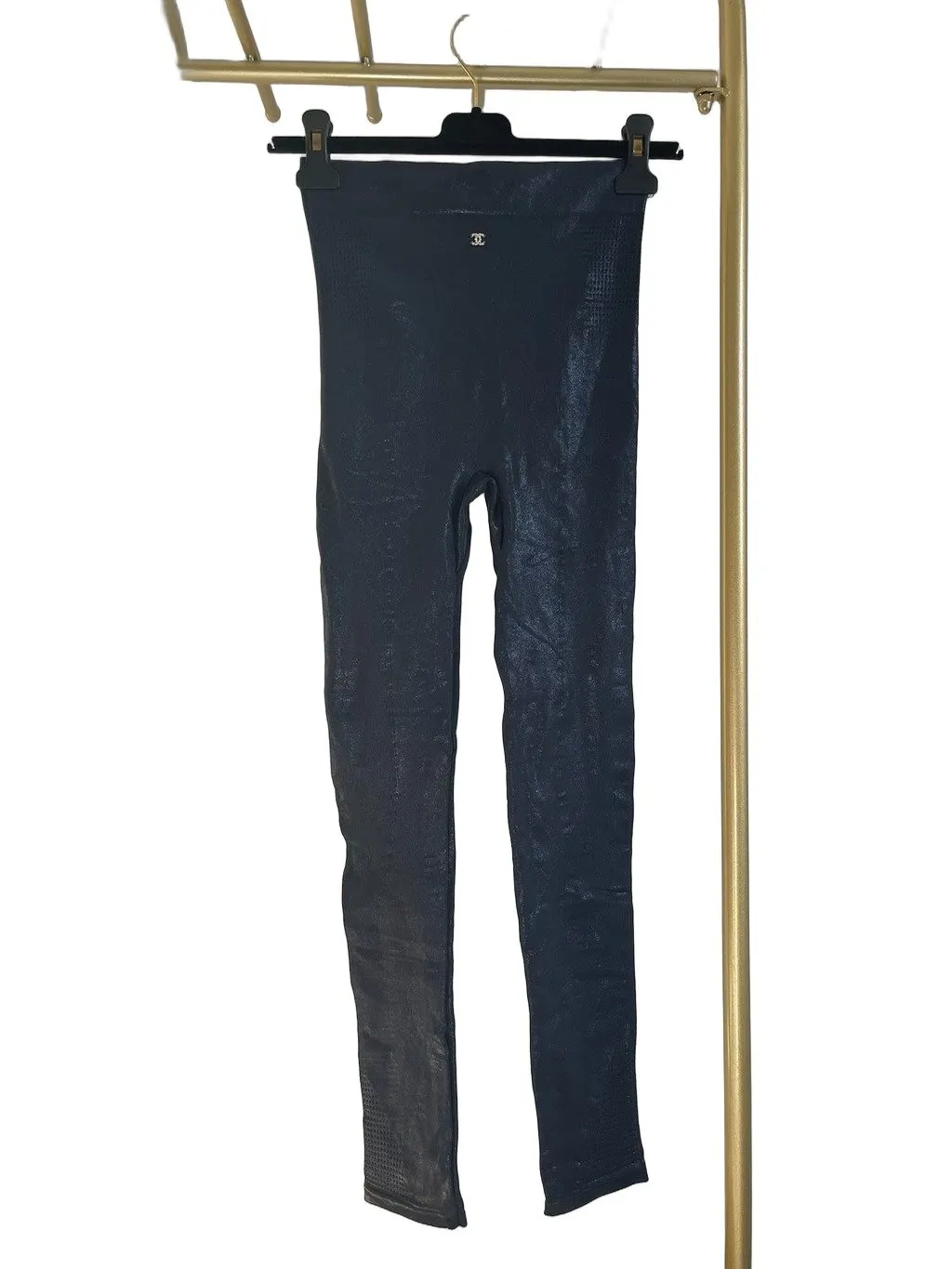 Chanel 22N Black Spandex Trousers Black Very good - Front View