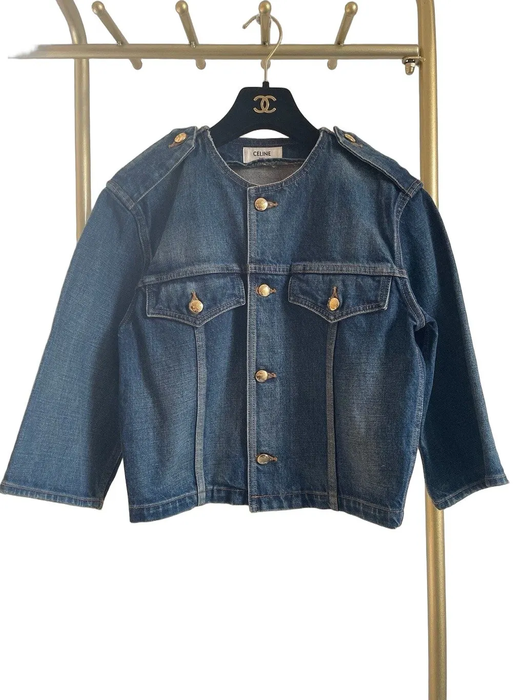 Celine Blue Denim Jacket Blue Denim Very good - Front View
