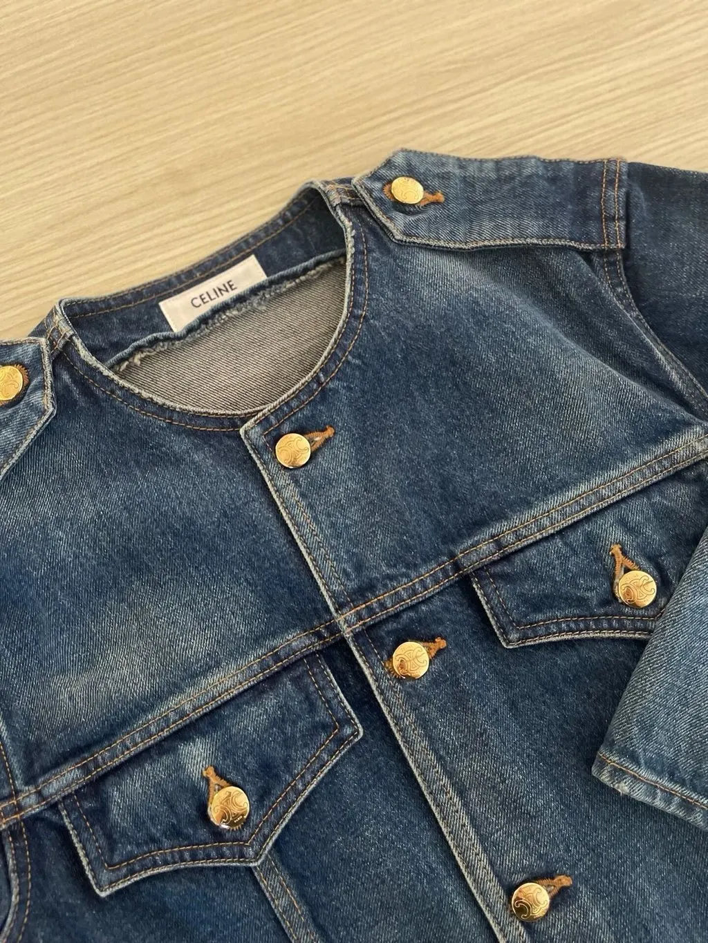 Celine Blue Denim Jacket Blue Denim Very good - Model View