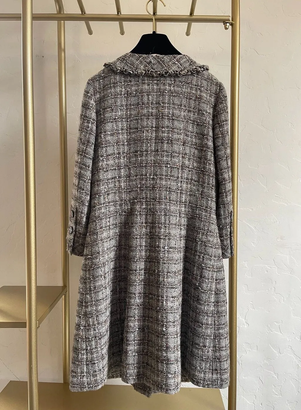 Chanel Grey Tweed Coat Grey Tweed Very good - Back View
