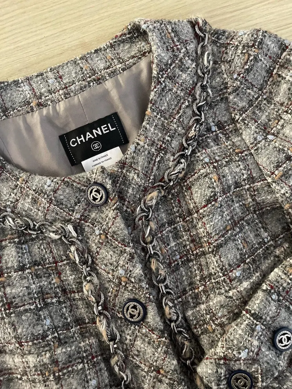 Chanel Grey Tweed Coat Grey Tweed Very good - Model View