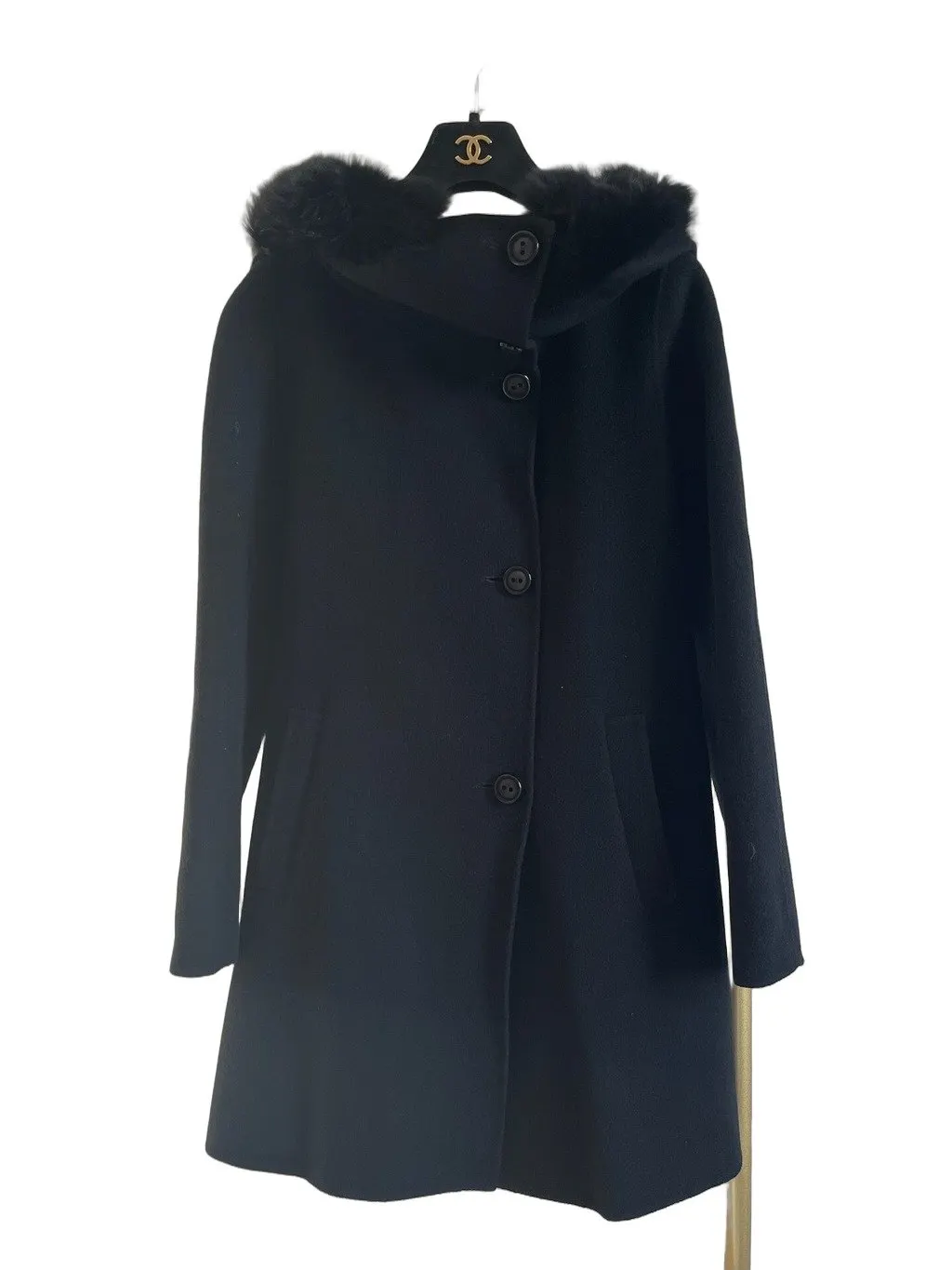 Max Mara Black Wool Coat Black Wool Very good - Front View