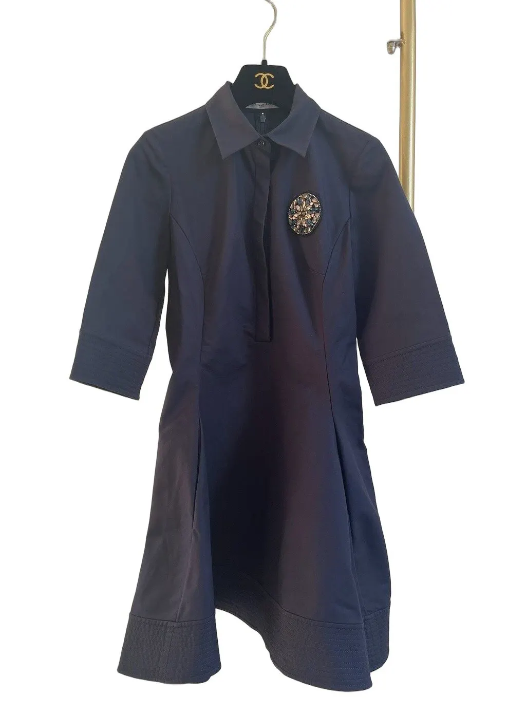 Dior Navy Cotton Dress Navy Cotton Very good - Front View