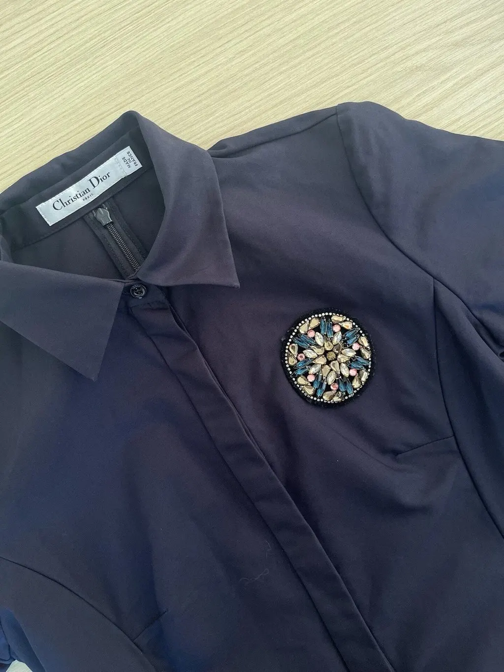 Dior Navy Cotton Dress Navy Cotton Very good - Model View