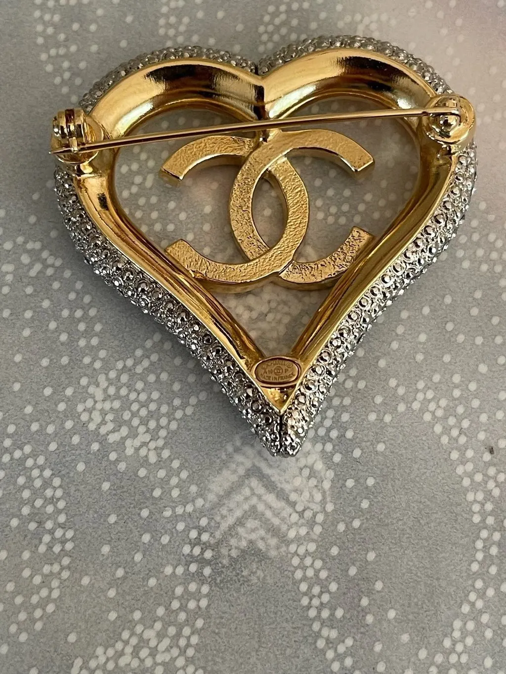 Chanel Gold Crystal Brooch Gold Crystal Very good - Box View