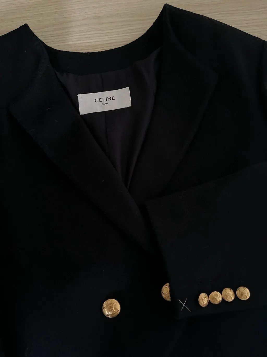 Celine Black Tweed Jacket Black Tweed Never worn, with tag - Model View
