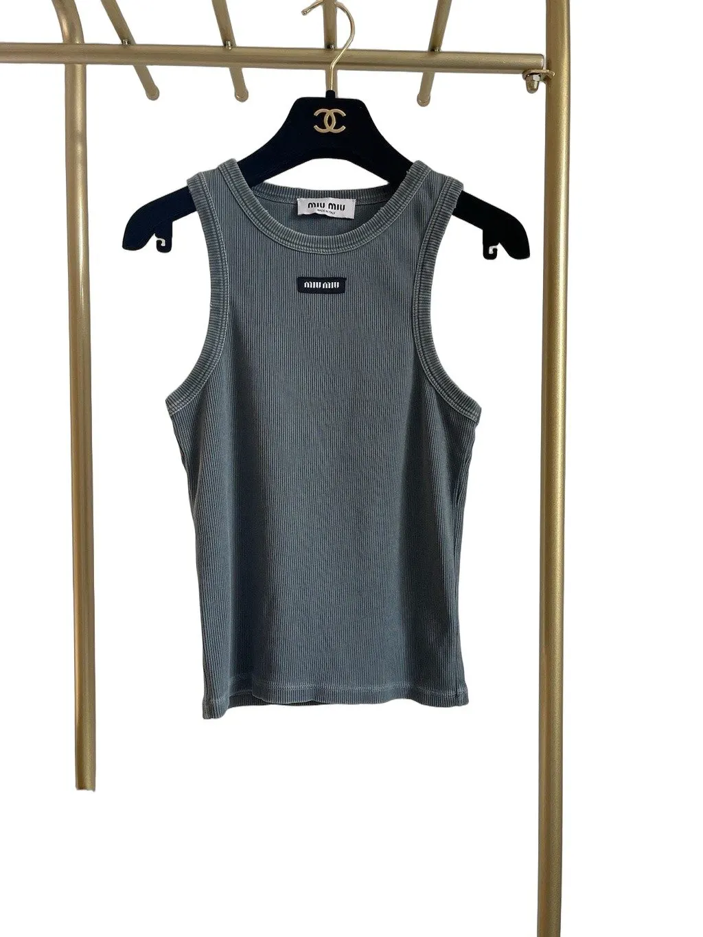 Miu Miu Grey Cotton Top Grey Cotton Very good - Front View