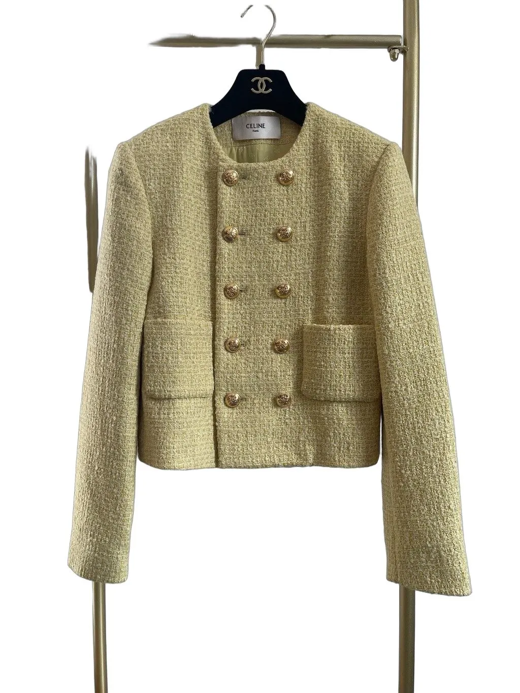 Celine Yellow Tweed Jacket Yellow Tweed Very good - Front View
