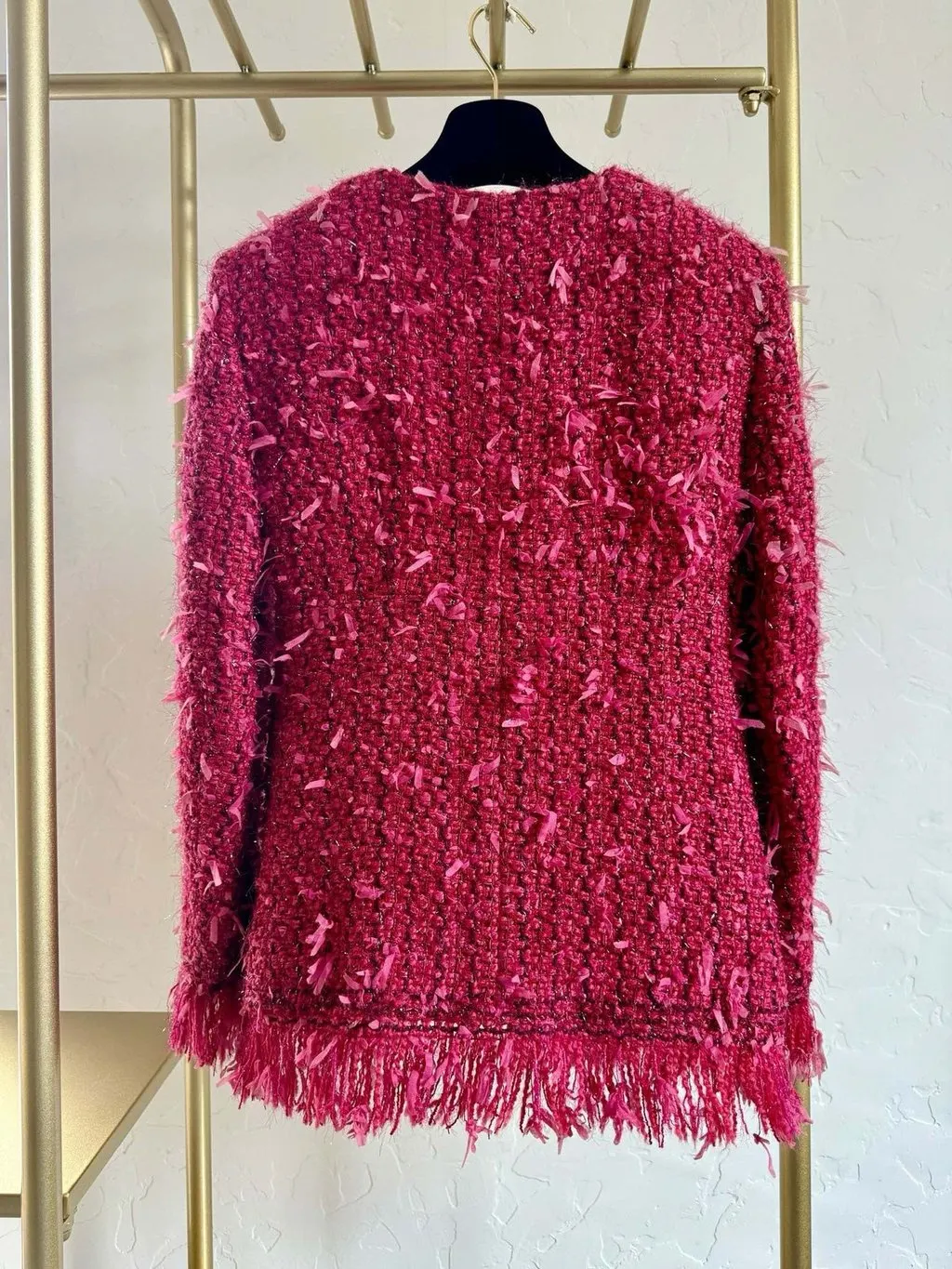Chanel Red Tweed Jacket Red Tweed Very good - Back View