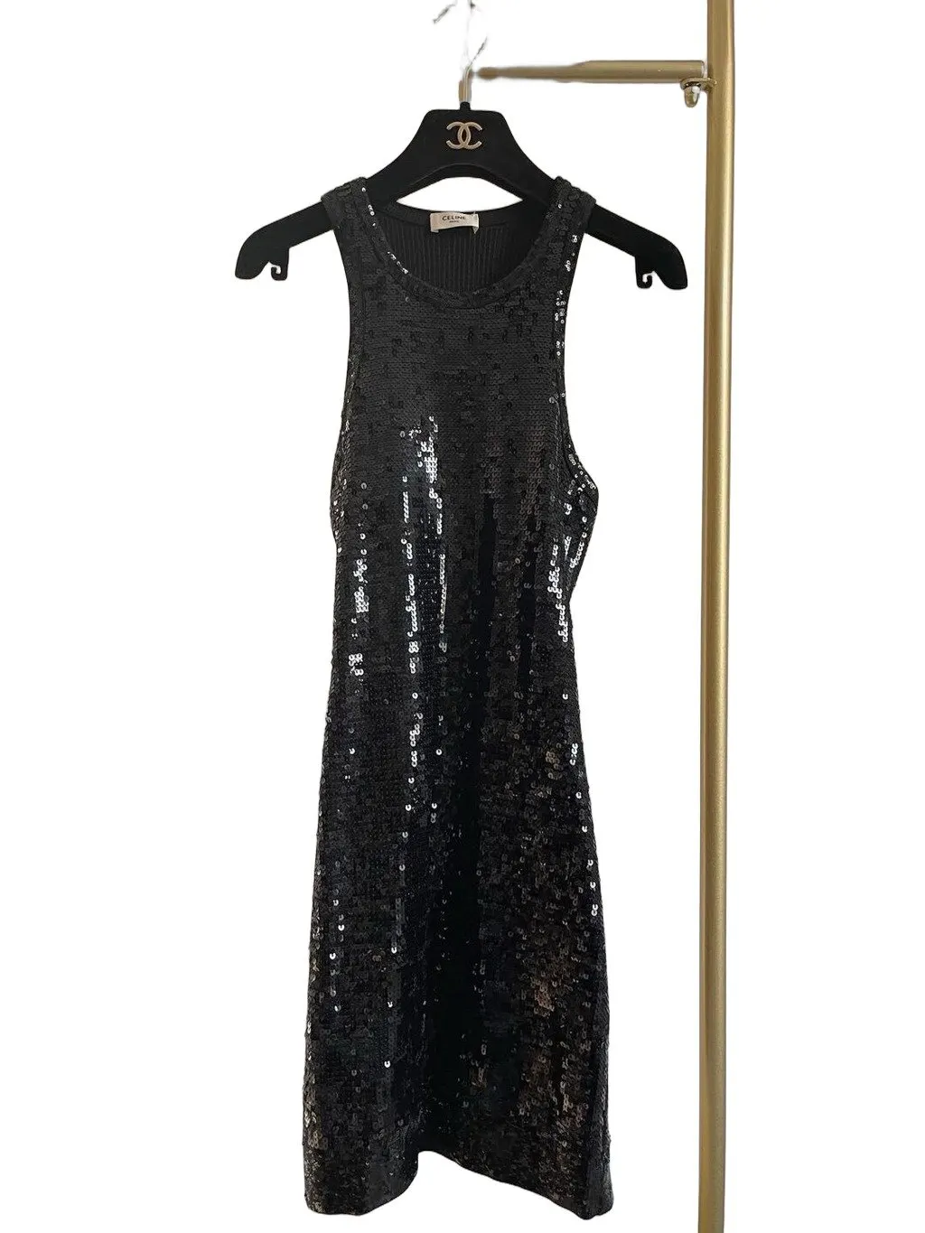 Celine Black Embellished Dress Black Very good - Front View