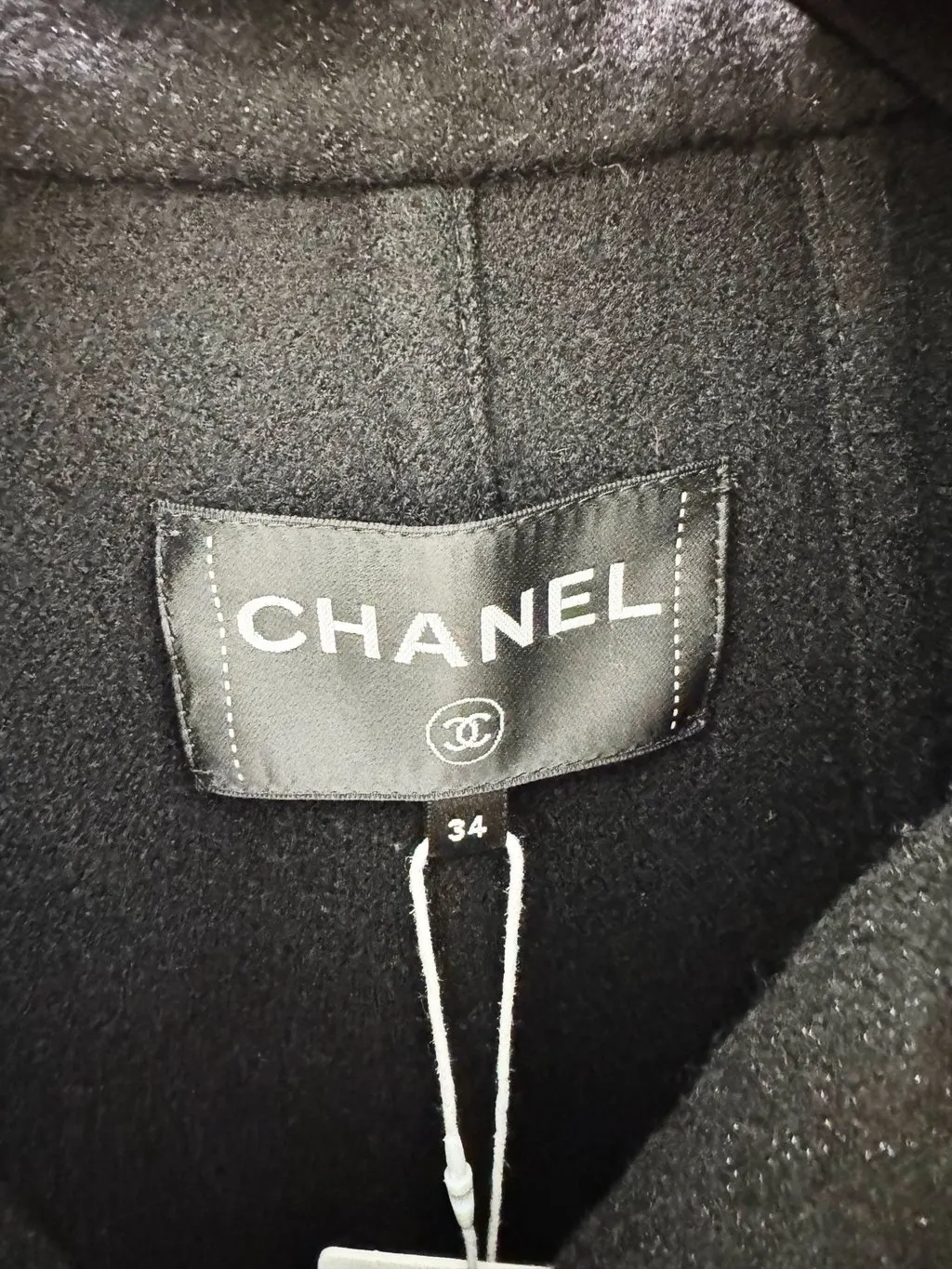 Chanel 24B Black Wool Coat Black Wool Never worn - Inside View