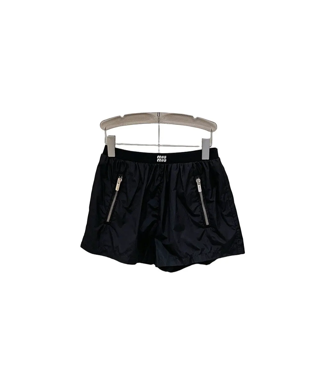Miu Miu Blue Polyamide Shorts Blue Polyamide Very good - Front View