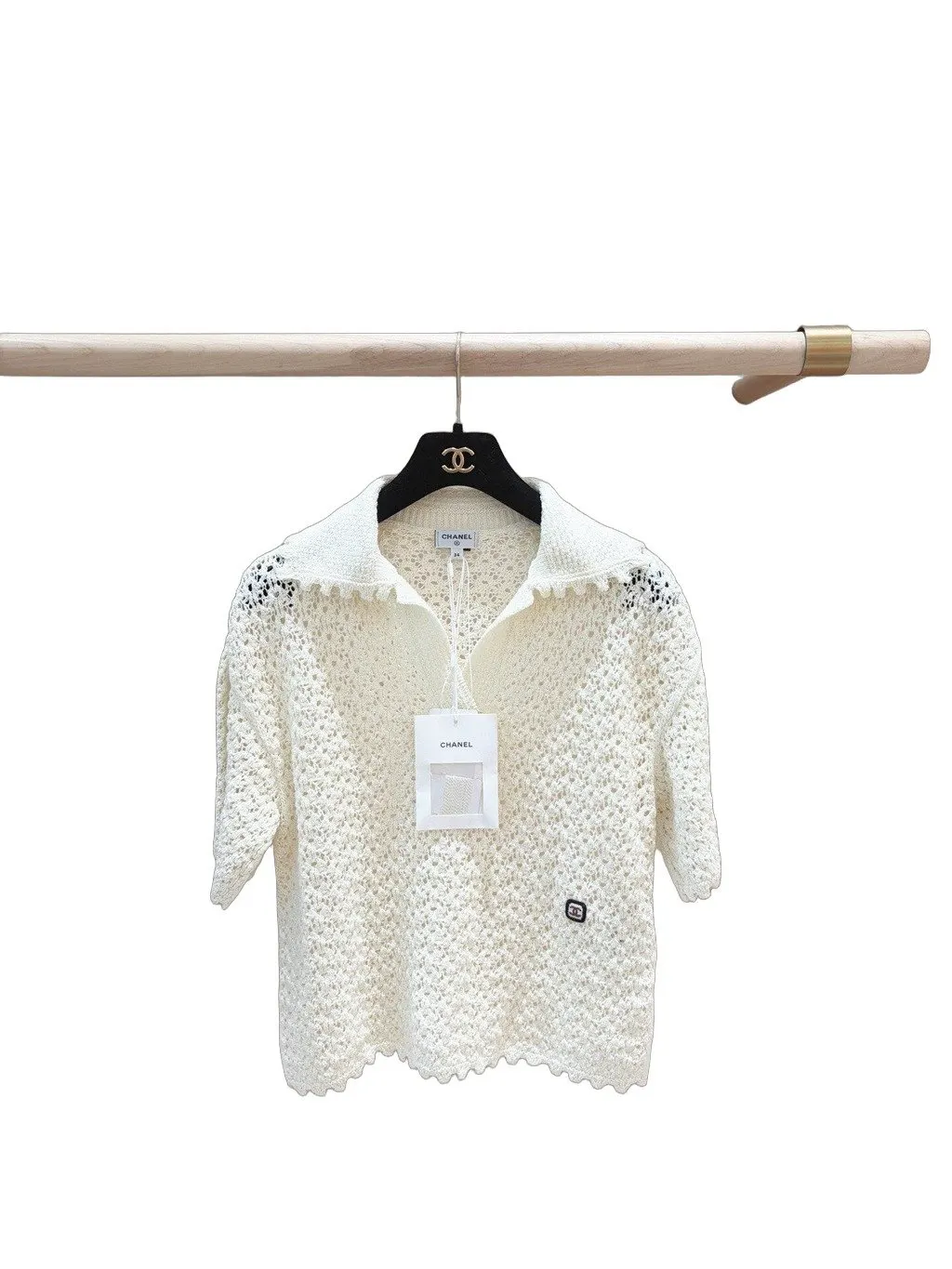 Chanel White Cotton Knitwear White Cotton Never worn - Front View