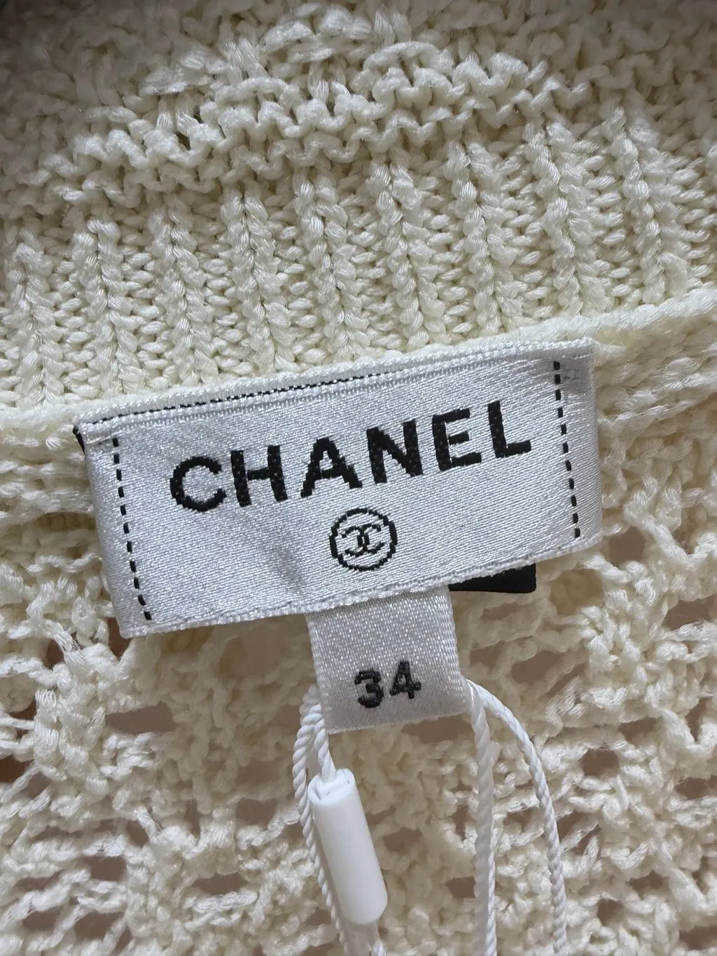 Chanel White Cotton Knitwear White Cotton Never worn - Inside View