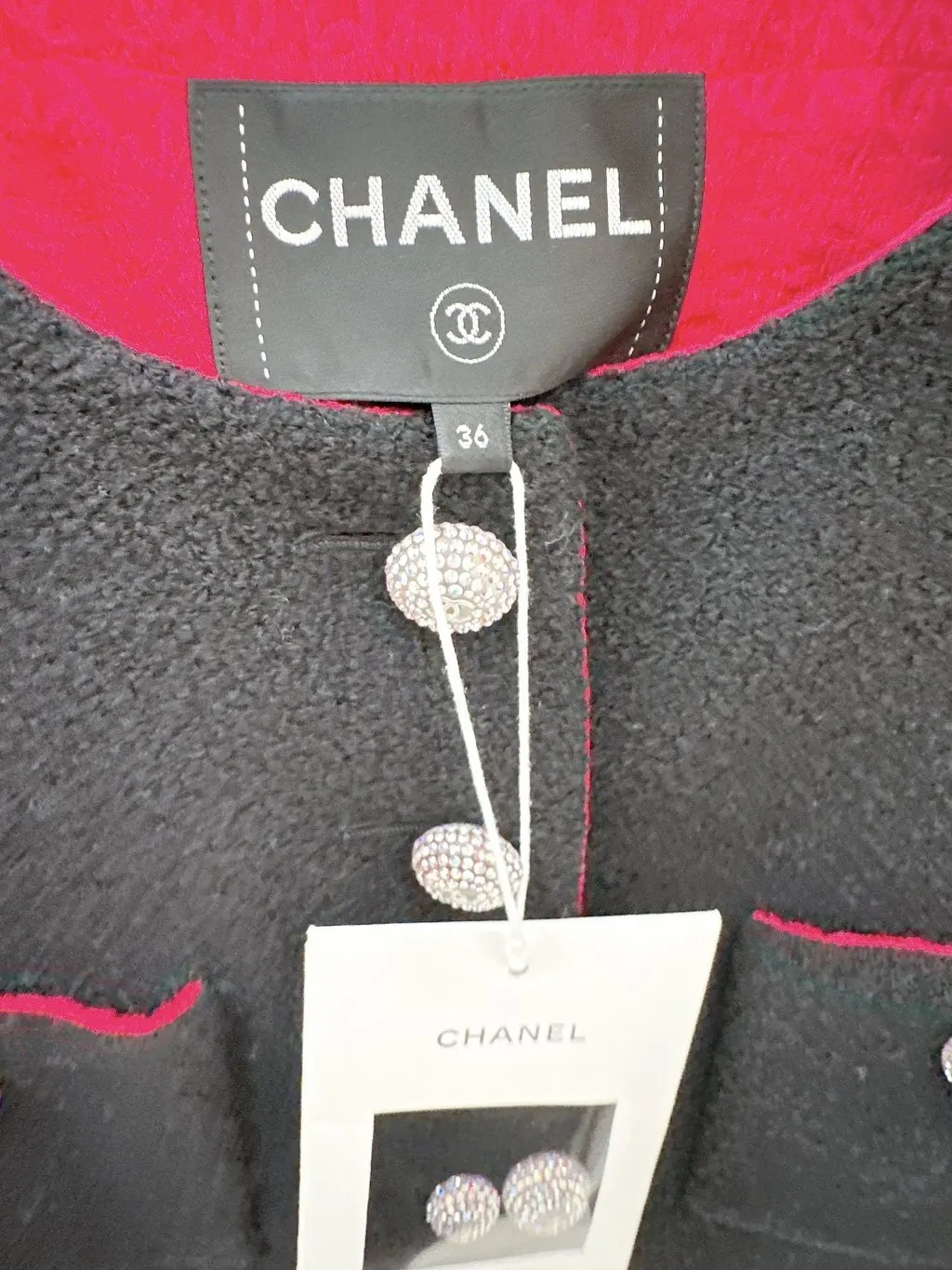 Chanel Black Tweed Jacket Black Tweed Never worn - Box View