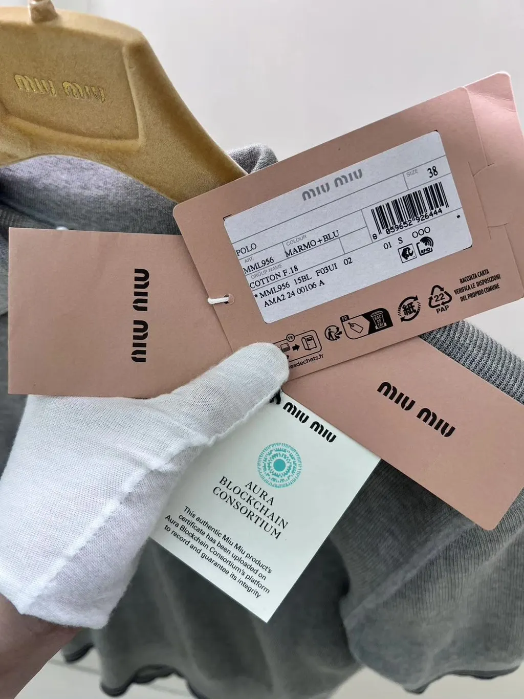 Miu Miu Grey Cotton Top Grey Cotton Never worn - Inside View