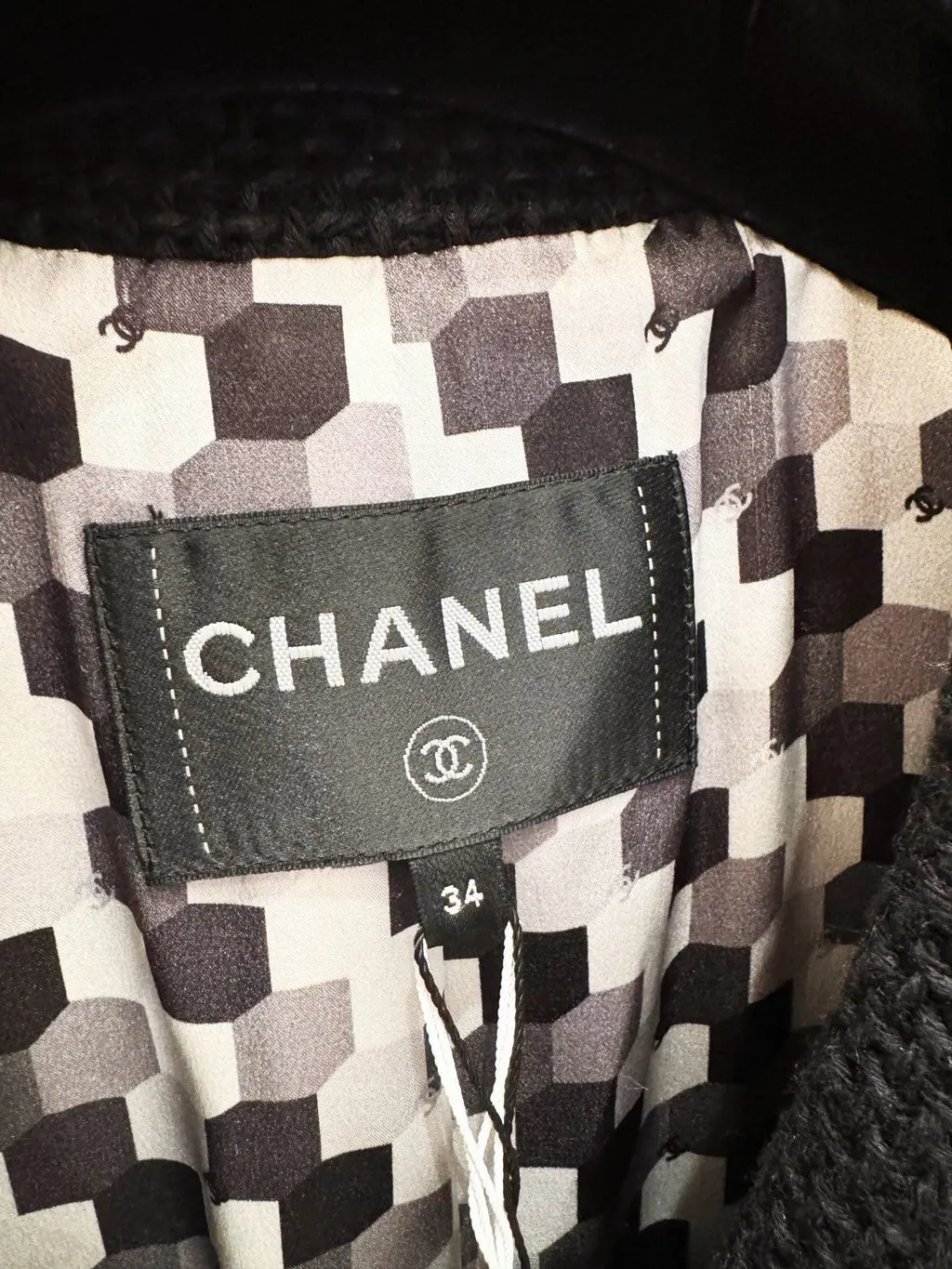 Chanel 21P Black Tweed Jacket Black Tweed Never worn, with tag - Inside View
